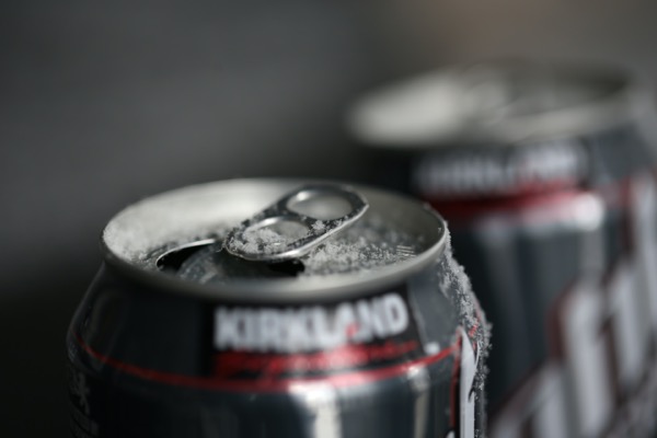 Image showcasing Costcos Kirkland soda, a cheaper alternative to name brands.
