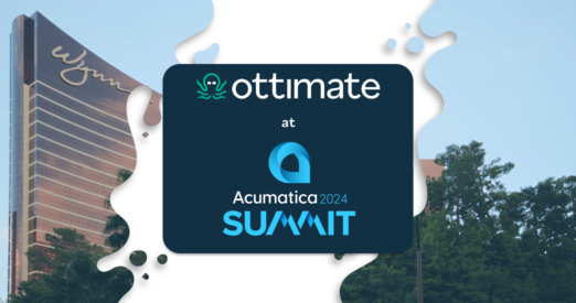 Ottimate at Acumatica 2024 graphic with a photo of Wynn hotel in Las Vegas