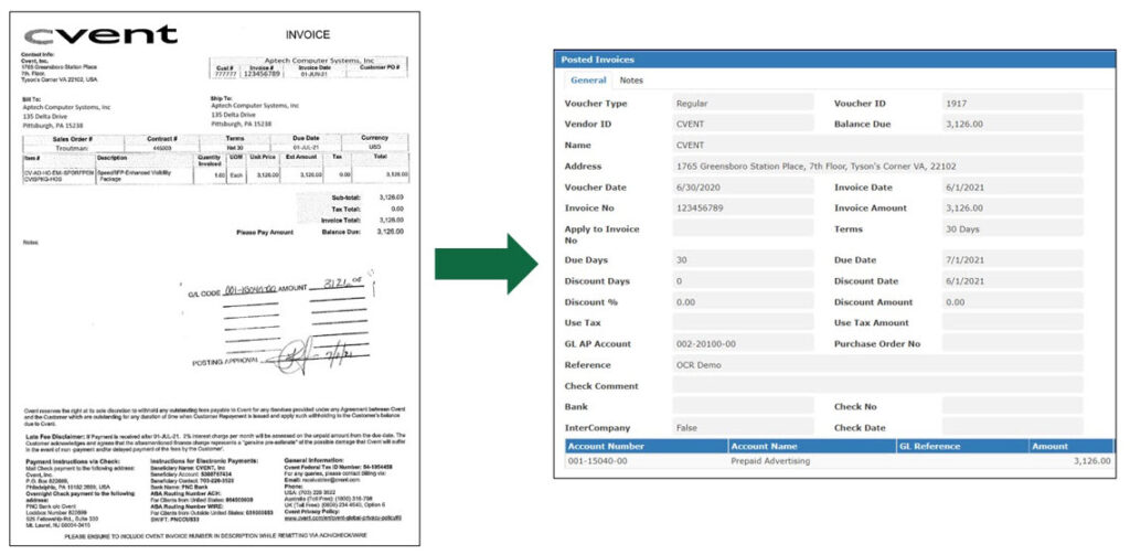 Ottimate's AP automation AI digitizes and auto codes invoice data to the GL account.