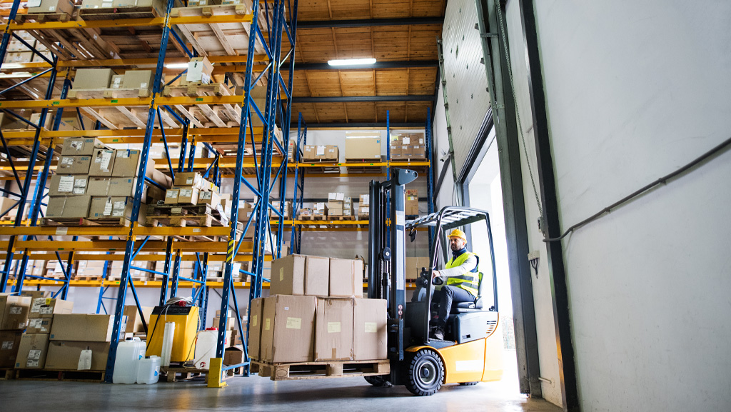 warehouse man worker-with forklift